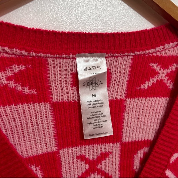 Serra Red and Pink Heart XO V-Neck Cardigan - Picture 2 of 6